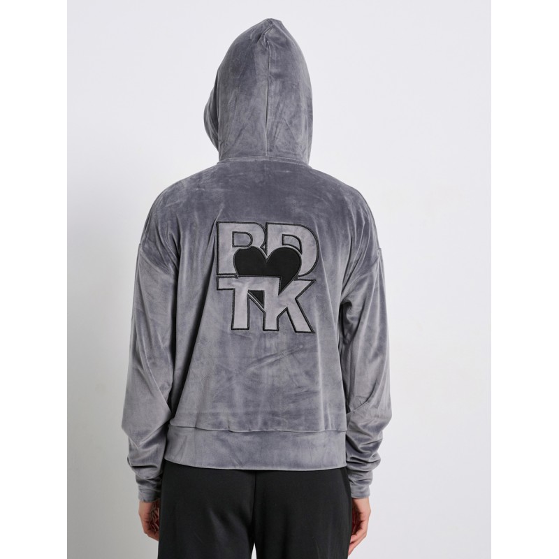 BodyTalk Γυναικεία Βελουτέ Ζακέτα Με Κουκούλα "Row" Γκρι BodyTalk Γυναικεία Βελουτέ Ζακέτα Με Κουκούλα "Row" Γκρι