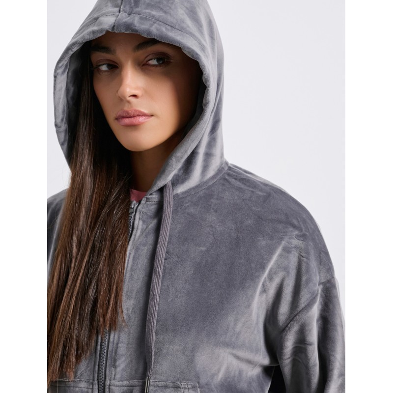 BodyTalk Γυναικεία Βελουτέ Ζακέτα Με Κουκούλα "Row" Γκρι BodyTalk Γυναικεία Βελουτέ Ζακέτα Με Κουκούλα "Row" Γκρι