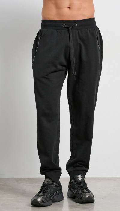 BodyTalk Ανδρικό παντελόνι φόρμας φούτερ με φερμουάρ στις τσέπες μαύρο