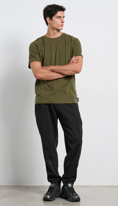 BodyTalk Ανδρικό παντελόνι φόρμας φούτερ με φερμουάρ στις τσέπες μαύρο