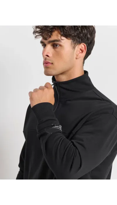 BodyTalk Ανδρική μπλούζα με μισό φερμουάρ μαύρη