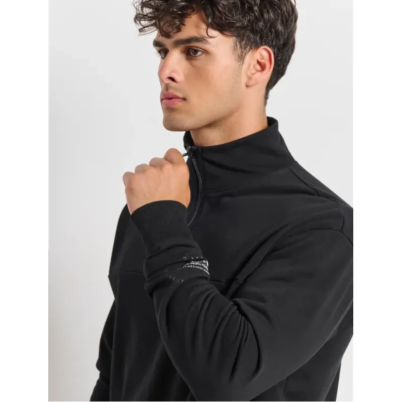 BodyTalk Ανδρική μπλούζα με μισό φερμουάρ μαύρη BodyTalk Ανδρική μπλούζα με μισό φερμουάρ μαύρη