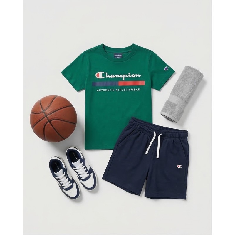 Champion Παιδικό σετ κοντομάνικη μπλούζα & βερμούδα πράσινο