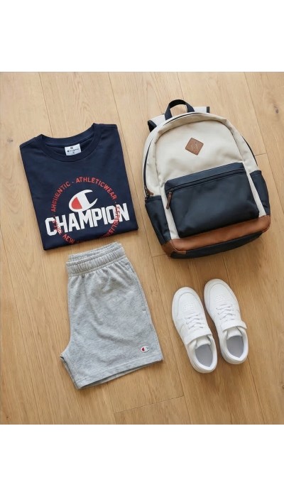 Champion Παιδικό αθλητικό σετ μπλούζα και βερμούδα μπλε