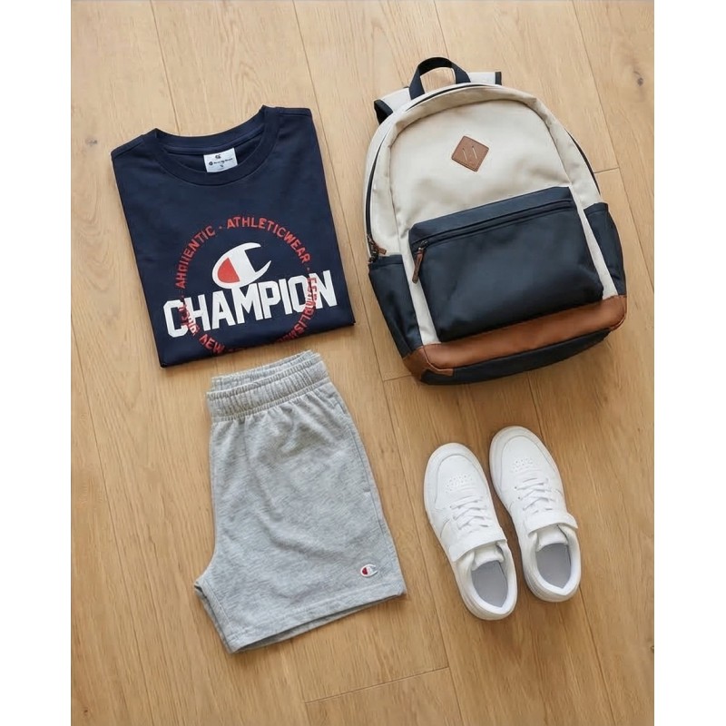 Champion Παιδικό αθλητικό σετ μπλούζα και βερμούδα μπλε