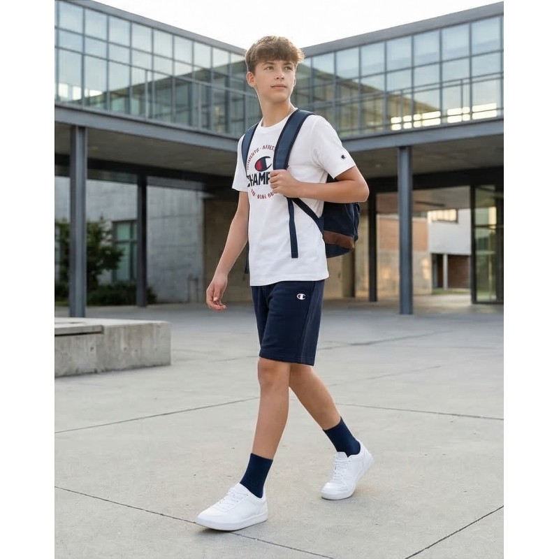 Champion Παιδικό αθλητικό σετ μπλούζα και βερμούδα άσπρο