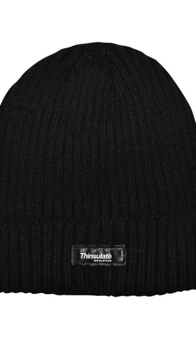 Stamion Unisex σκουφί μονόχρωμο με fleece επένδυση μαύρο