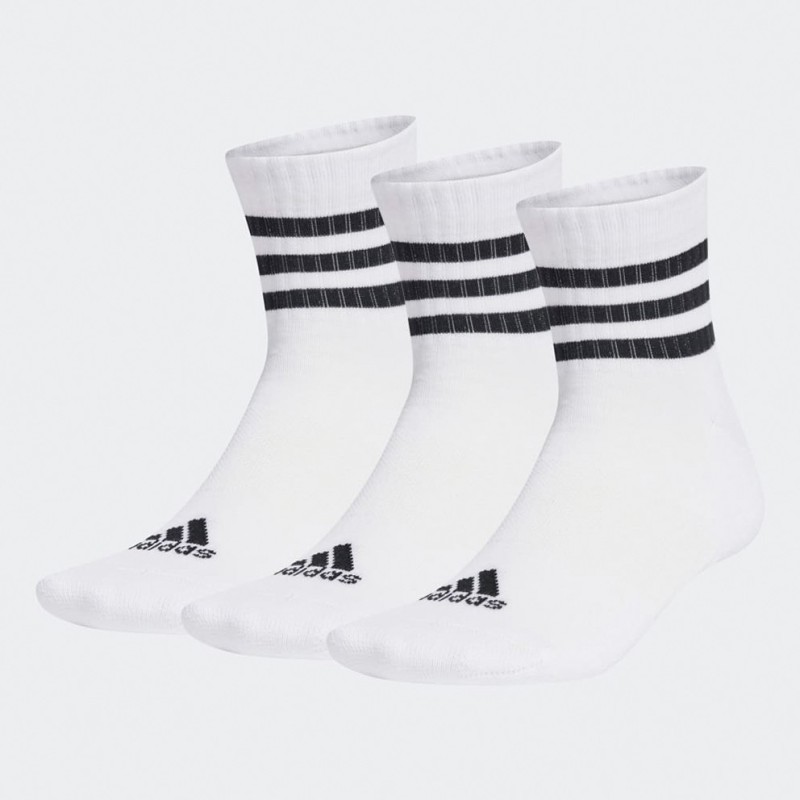 Adidas Unisex Κάλτσες 3Stripes Mid Cut 3Ζεύγη Άσπρες