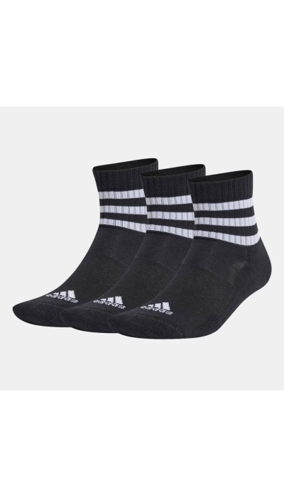 Adidas Unisex Κάλτσες 3Stripes Mid Cut 3Ζεύγη Μαύρες