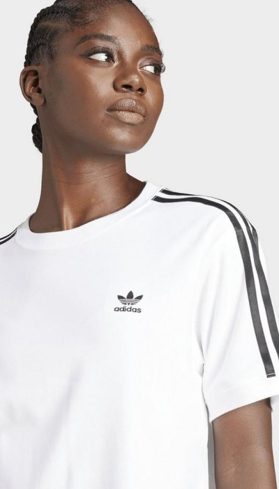 Adidas Γυναικεία κοντομάνικη μπλούζα 3-Stripes άσπρη