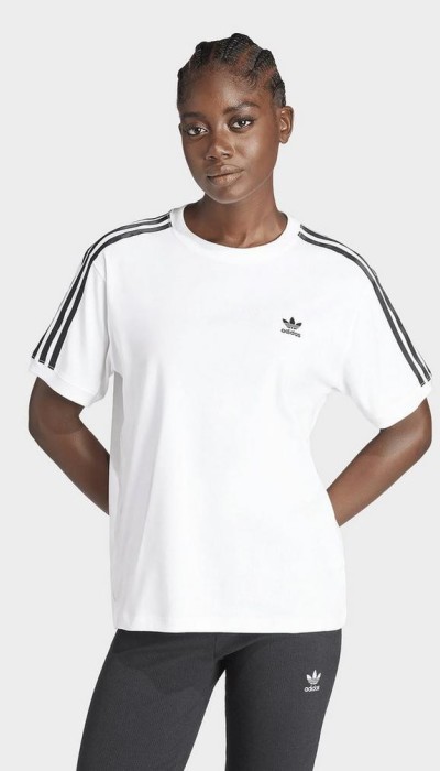 Adidas Γυναικεία κοντομάνικη μπλούζα 3-Stripes άσπρη