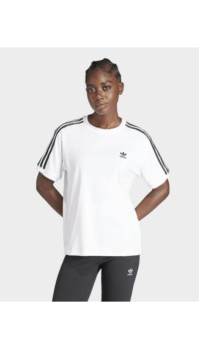 Adidas Γυναικεία κοντομάνικη μπλούζα 3-Stripes άσπρη