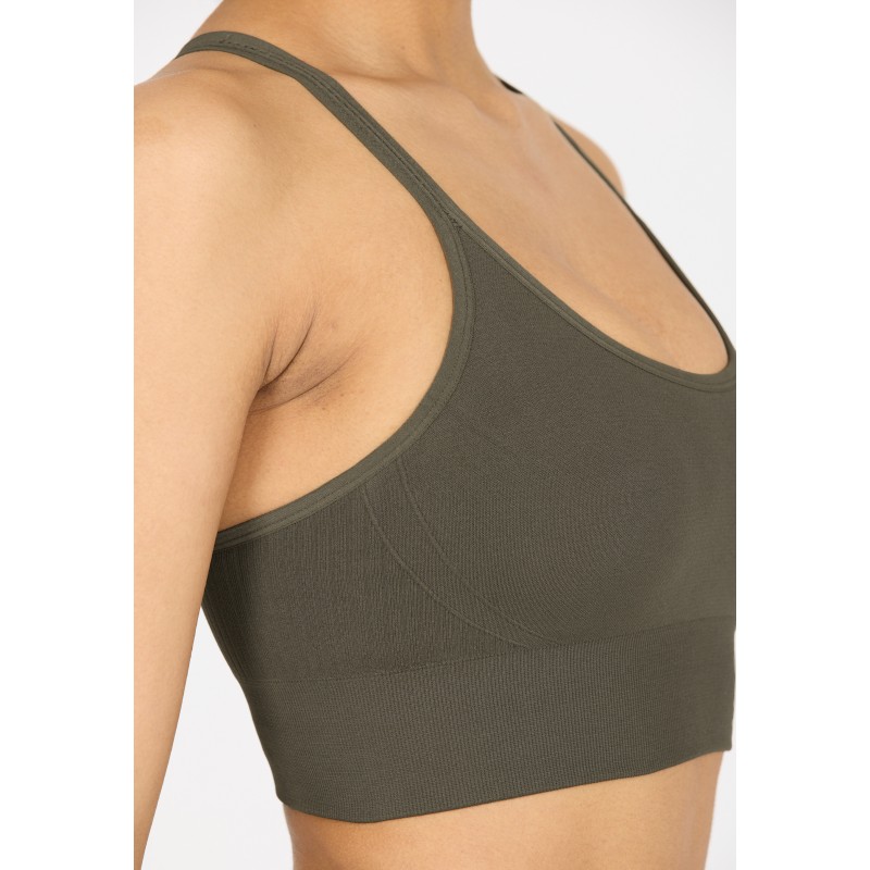 Athlecia Γυναικείο Μπουστάκι Foan Seamless Χαμηλής Υποστήριξης Χακί