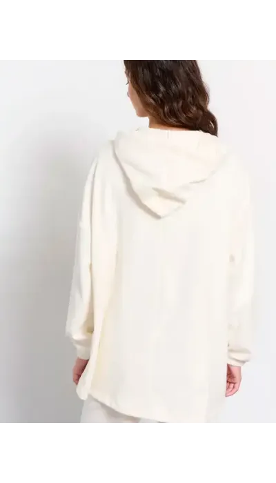 BodyTalk Γυναικεία μακριά ζακέτα με κουκούλα `Ηomewear` εκρού