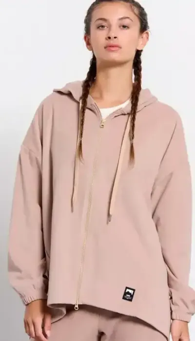 BodyTalk Γυναικεία μακριά ζακέτα με κουκούλα `Ηomewear` μόκα