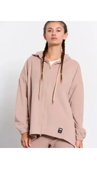 BodyTalk Γυναικεία μακριά ζακέτα με κουκούλα `Ηomewear` μόκα