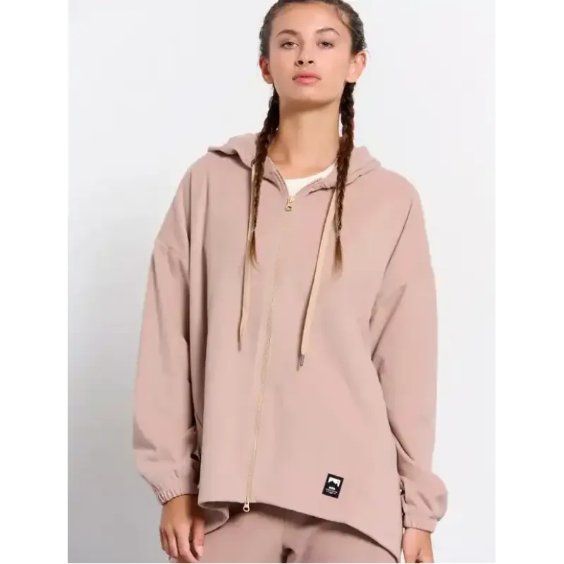 BodyTalk Γυναικεία μακριά ζακέτα με κουκούλα `Ηomewear` μόκα BodyTalk Γυναικεία μακριά ζακέτα με κουκούλα `Ηomewear` μόκα