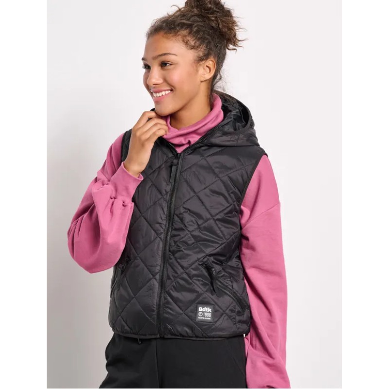 BodyTalk Γυναικείο Γιλέκο Με Κουκούλα Μαύρο