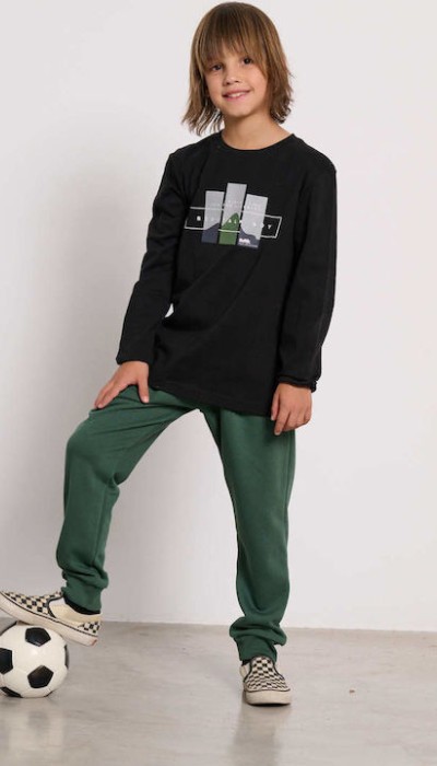 BodyTalk Παιδικό παντελόνι φόρμας unisex χακί