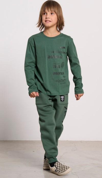 BodyTalk Παιδική μπλούζα μακρυμάνικη βαμβακερή χακί