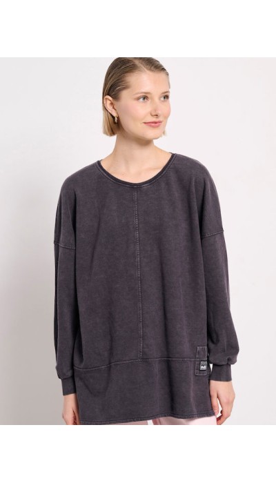 Bodytalk Γυναικεία Μπλούζα  Μακρυμάνικη 'Washed" Μαύρη