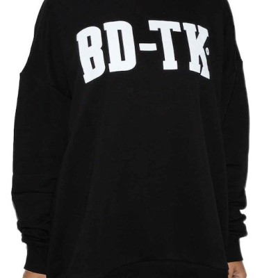 BodyTalk Γυναικεία oversized μακρυμάνικη μπλούζα `NEW LOGO` Μαύρη