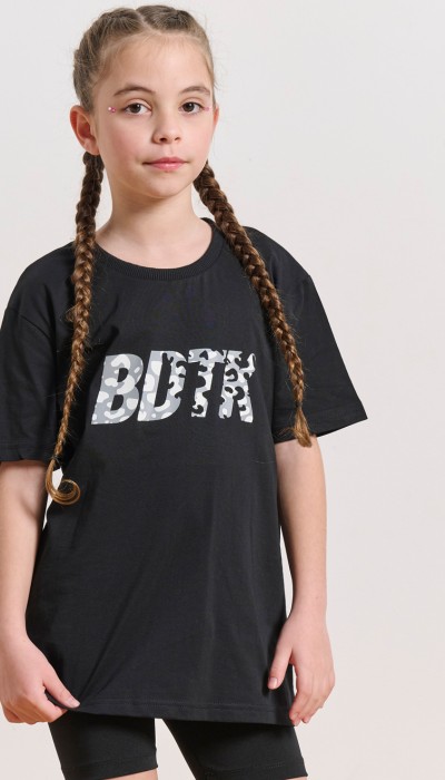 BodyTalk Παιδκή αθλητική κοντομάνικη μπλούζα SMU μαύρη