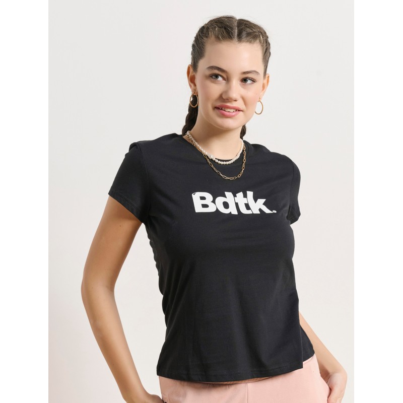 BodyTalk Γυαναικεία κοντομάνικη μπλούζα με λογότυπο "BDTK" βαμβακερή μαύρη BodyTalk Γυαναικεία κοντομάνικη μπλούζα με λογότυπο "BDTK" βαμβακερή μαύρη