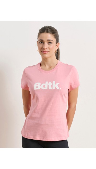 BodyTalk Γυαναικεία κοντομάνικη μπλούζα με λογότυπο "BDTK" βαμβακερή ροζ