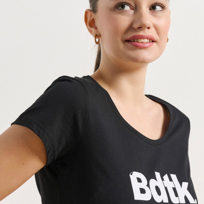BodyTalk Γυαναικεία κοντομάνικη μπλούζα με λογότυπο "BDTK" βαμβακερή μαύρη BodyTalk Γυαναικεία κοντομάνικη μπλούζα με λογότυπο "BDTK" βαμβακερή μαύρη