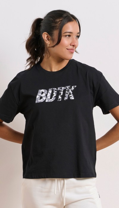BodyTalk Γυαναικεία κοντομάνικη μπλούζα με λογότυπο "BDTK" βαμβακερή μαύρη