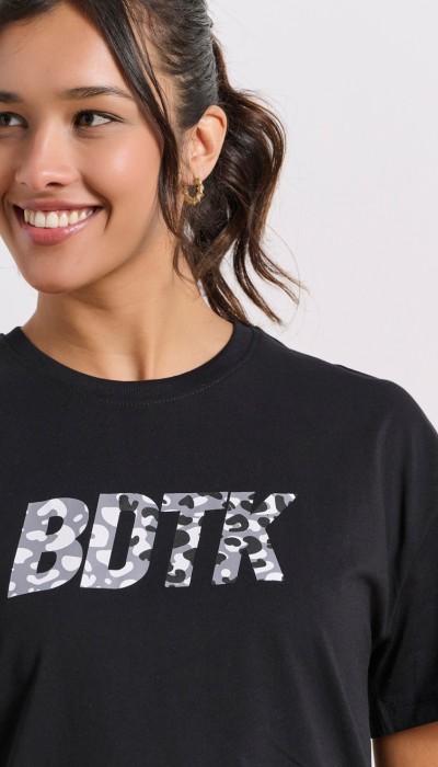 BodyTalk Γυαναικεία κοντομάνικη μπλούζα με λογότυπο "BDTK" βαμβακερή μαύρη