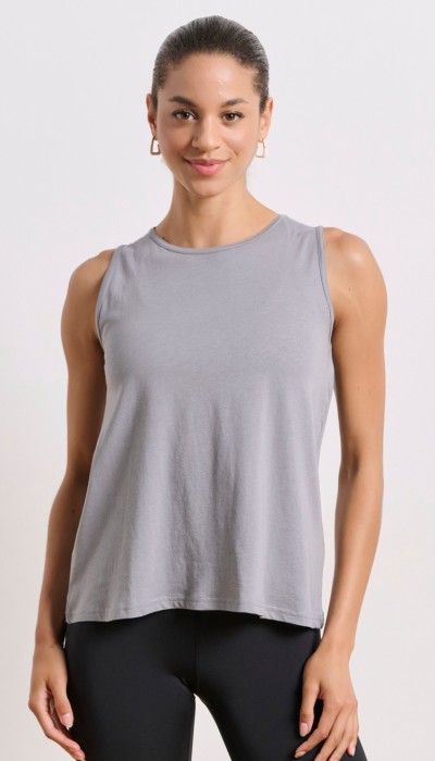 BodyTalk Γυναικεία μπλούζα αμάνικη με άνοιγμα στην πλάτη γκρι