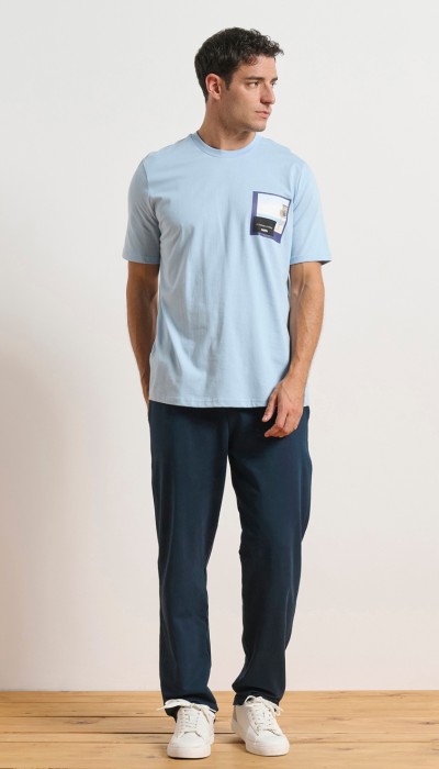 BodyTalk Ανδρικό παντελόνι φόρμας βαμβακερό μπλε