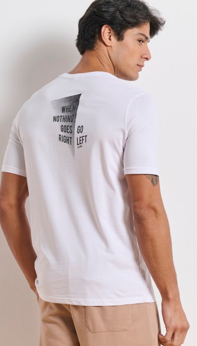 BodyTalk Ανδρική κοντομάνικη μπλούζα με στάμπα στην πλάτη άσπρη