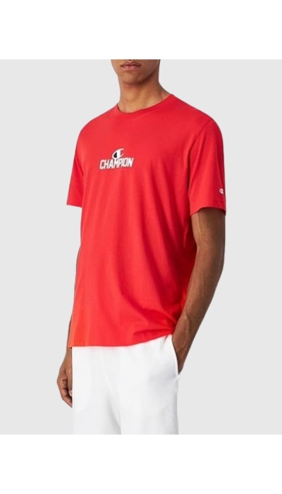 Champion Ανδρική κοντομάνικη μπλούζα με τύπωμα στην πλάτη κόκκινη