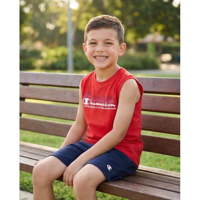Champion Παιδικό σετ αμάνικη μπλούζα & βερμούδα για αγόρι κόκκινο