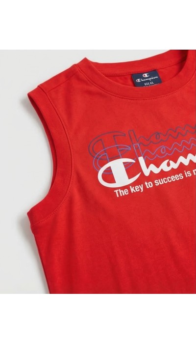 Champion Παιδικό σετ αμάνικη μπλούζα & βερμούδα για αγόρι κόκκινο Champion Παιδικό σετ αμάνικη μπλούζα & βερμούδα για αγόρι κόκκινο