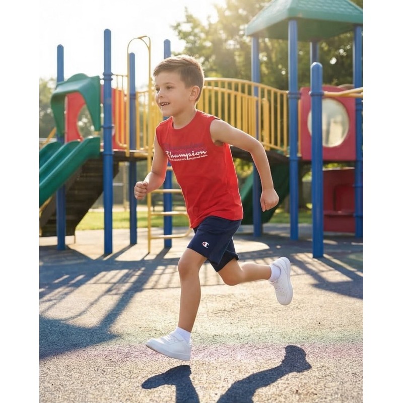 Champion Παιδικό σετ αμάνικη μπλούζα & βερμούδα για αγόρι κόκκινο