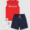 Champion Παιδικό σετ αμάνικη μπλούζα & βερμούδα για αγόρι κόκκινο