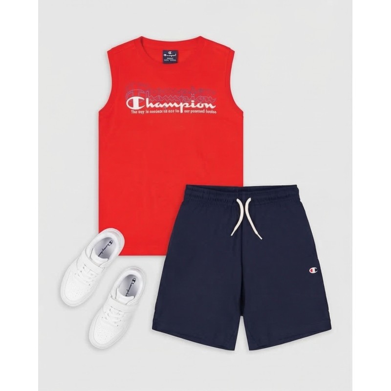 Champion Παιδικό σετ αμάνικη μπλούζα & βερμούδα για αγόρι κόκκινο