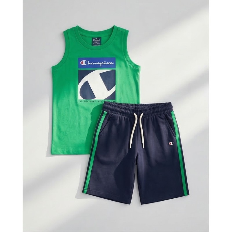 Champion Παιδκό σετ αμάνικη μπλούζα & βερμούδα πράσινο Champion Παιδκό σετ αμάνικη μπλούζα & βερμούδα πράσινο