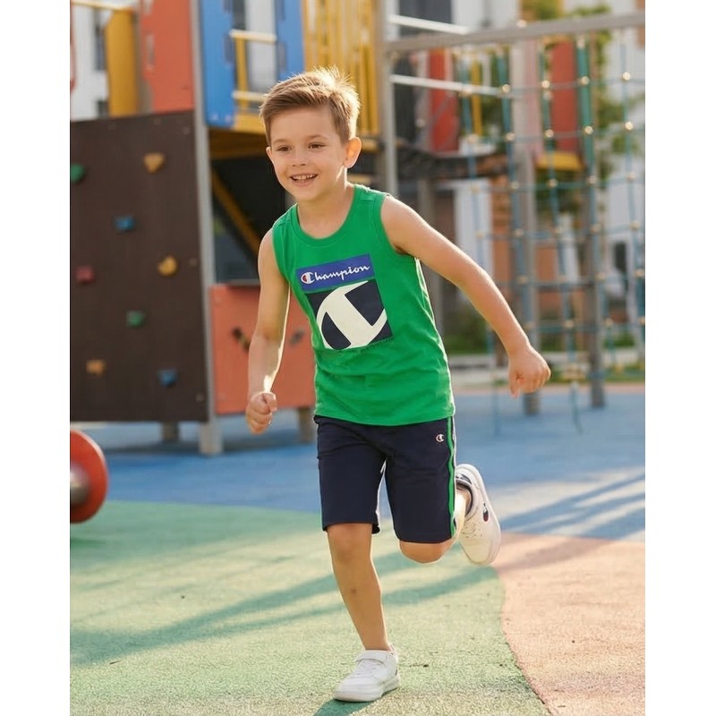 Champion Παιδκό σετ αμάνικη μπλούζα & βερμούδα πράσινο Champion Παιδκό σετ αμάνικη μπλούζα & βερμούδα πράσινο