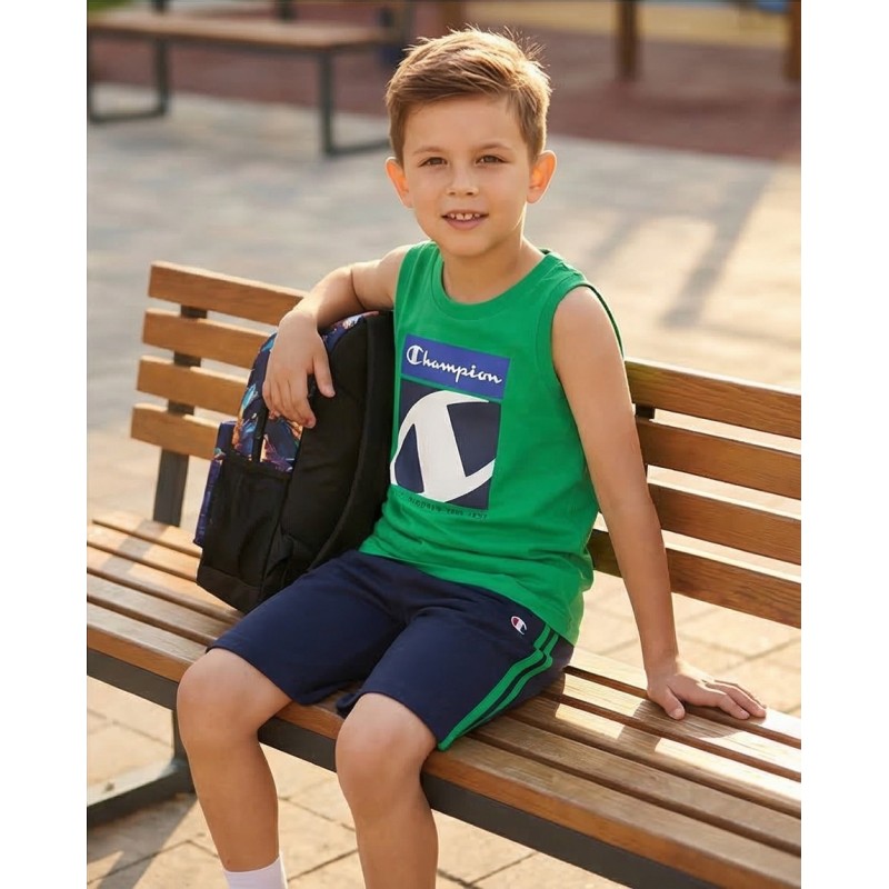 Champion Παιδκό σετ αμάνικη μπλούζα & βερμούδα πράσινο Champion Παιδκό σετ αμάνικη μπλούζα & βερμούδα πράσινο