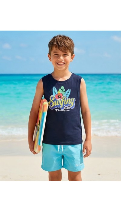 Champion Παιδικό σετ αμάνικη μπλούζα & σορτς μαγιό για αγόρι μπλε