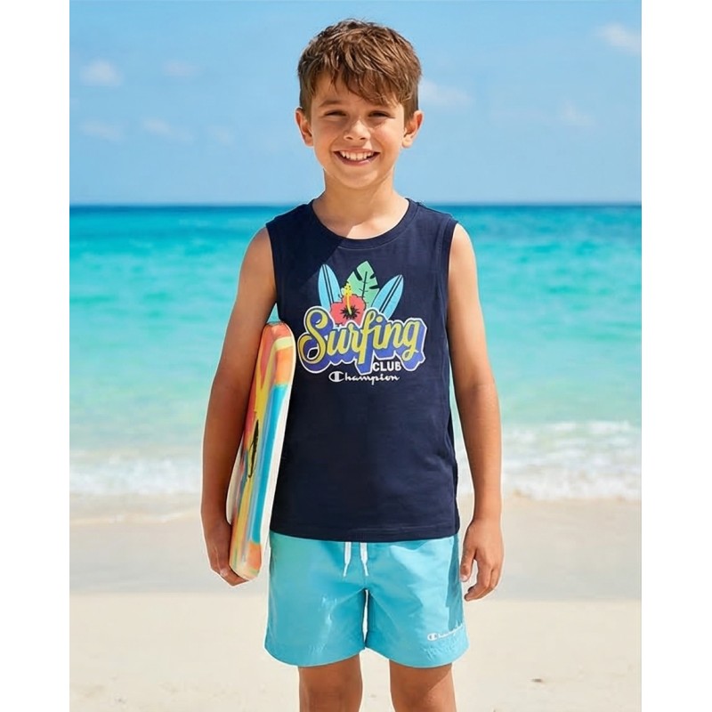 Champion Παιδικό σετ αμάνικη μπλούζα & σορτς μαγιό για αγόρι μπλε Champion Παιδικό σετ αμάνικη μπλούζα & σορτς μαγιό για αγόρι μπλε