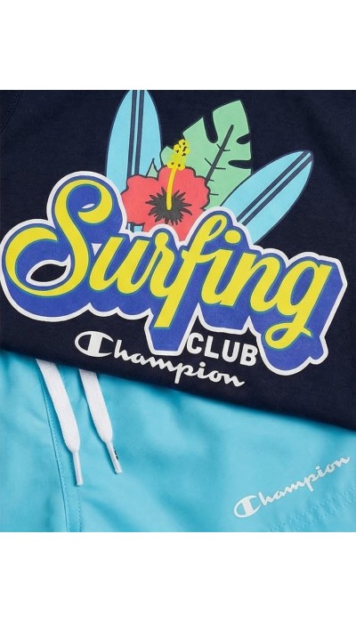 Champion Παιδικό σετ αμάνικη μπλούζα & σορτς μαγιό για αγόρι μπλε Champion Παιδικό σετ αμάνικη μπλούζα & σορτς μαγιό για αγόρι μπλε