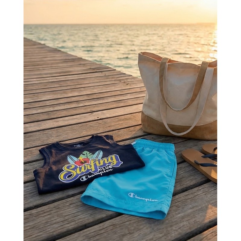 Champion Παιδικό σετ αμάνικη μπλούζα & σορτς μαγιό για αγόρι μπλε Champion Παιδικό σετ αμάνικη μπλούζα & σορτς μαγιό για αγόρι μπλε