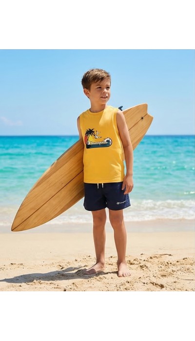 Champion Παιδικό σετ αμάνικη μπλούζα & σορτς μαγιό για αγόρι πορτοκαλί