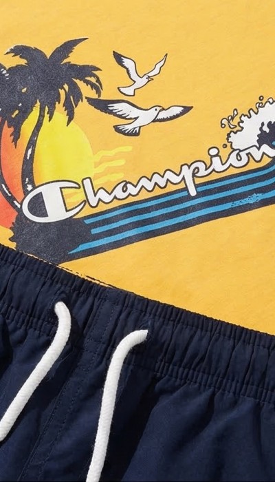 Champion Παιδικό σετ αμάνικη μπλούζα & σορτς μαγιό για αγόρι πορτοκαλί